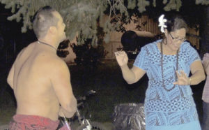 While the Polynesian Fire Dancers who performed in Meeker on Friday night were both from the South Pacific, they now reside in Denver. Meeker, however, has its own South Pacific dancer as Meeker’s Tai Mataia joined the fire dancers to perform a dance on her own. Seen here, Mataia, who is from Samoa, performed a Samoan dance much to the appreciation and applause of the more than 100 locals who took in the dance performance at Meeker Town Park, sponsored by Flora Bella florists to show appreciation to its customers.