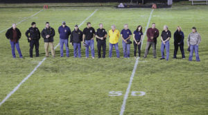 Local members of the sheriff’s office, police department, emergency medical personnel and fire and rescue were recognized and honored at mid-field during halftime of the football game on Sept. 11.