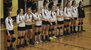 The Meeker varsity volleyball team, which consists of Kinzy Burke, Jenna Walsh, Halle Ahrens, Peyton Burke, Reese Pertile, Avery Watt, Maggie Phelan, Kassie Luce, Krissie Luce and Lori Ann Klinglesmith, lost to Vail Christian 3-1 in their first match at home this season. Meeker will play in Grand Junction on Friday against Caprock Academy, then travel to Kremmling the following day.