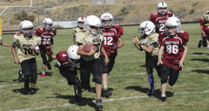 The Meeker Mustang youth football program has three teams, including one complete team and several other players from Rangely this year. All three teams out-ran, out-passed and out-tackled the Piranhas from Grand Valley in all three games they played, including an overtime victory in the third game at Starbuck Stadium in Meeker on Sept. 26.