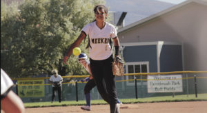 Meeker High School freshman Tori Lasker is pictured pitching in Paintbrush Park during a recent game against Cedaredge. Meeker lost its final game of the regular season to Gunnison 9-8, in extra innings. Meeker (9-9) will play Brush (12-7) in Cedaredge, this Saturday at 10 a.m., with the winner advancing to the state tournament the following week.