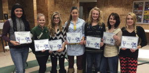 The Rangely High School volleyball team held its year-end banquet on Monday night. A big congratulations to Katelyn Brown, who was named to All-Conference First Team, and Justyne Dembowski and Sarah Conner, who were named to All-Conference Honorable Mention. Also a big congratulations to Katye Allred, Carrie Goddard, Justyne Dembowski, Lindzey Thacker, Antoinette Dorris, Corinne Coombs and Marielle Ivie for their honor of Academic All State First Team. These girls carry a GPA of 3.6 or higher. Katelyn Brown was the team’s most valuable player, Kassidee Brown was rookie of the year and Allana Wiley was most improved.