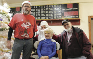It was a family gathering this past weekend in Rangely as the Rangely Elks Lodge held its annual Christmas party. Some of those present were four generations of the Hall family. In the back row, from left, are: Norm Hall Jr., Chris Hall and Norm Hall Sr. In the front row is grandson Chubby Hall.