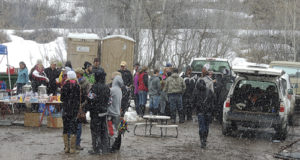 The 2015 “I Ride With James” snowmobile event was long on snow in the air and short on snow on the ground. Most of the snow at the launching point for the ride was falling during the ride, but there was enough snow on the road just above the launch point so those riders attending could get off the mud and up to higher altitudes, where there was plenty of snow. This year’s fundraiser event is Sunday, Feb. 21.