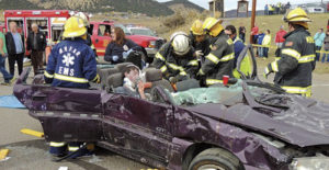 Nick Burri, a student at Meeker High School, was one of two survivors of the mock triple fatal accident on the Meeker High School campus on Oct. 29. Three students were killed in the “accident” while Burri and the driver, T.J. Shelton, survived. In Thursday’s trial, presided over by local judges, the jury of Shelton’s peers sentenced him to 32 years in prison. The entire accident scene and trial were witnessed by Barone Middle School eighth graders and all Meeker High School students in an effort to impress the students with the possible gravity of drinking while driving.
