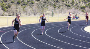 At Cedaredge on Saturday, Meeker runners, from left, Sierra Williams, Maggie Phelan and Peyton Burke are seen running the 200-meter dash. Williams was part of the 4x100-meter relay team, which took fourth place; Phelan had a personal best in the 400 meters, where she finished fourth overall; and Burke was part of the 4x100 and 4x200-meter relays, finishing fourth.