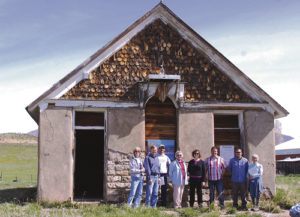 From left to right: Martha Cole, Joede Schoeberlein, Alan Nielsen, Janet Clark, Gheda Gayou, Trevor Everett, Eric Jaquez and Ellen Reichert took part in a pre-construction meeting with all parties involved with the restoration of the Coal Creek School. What each one does: Martha Cole, Janet Clark and Ellen Reichert on the Rural School Committee; Joede Schoeberlein, architect; Gheda Gayou, Colorado State Historical Preservation Specialist; MM-Eight Construction - Trevor Everett and Alan Nielsen; and RBC Project Coordinator Eric Jaquez.