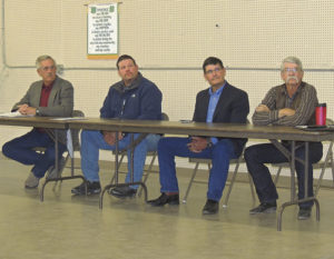 Blanco County candidates for county commissioner was held Monday night at the CSU Extension Office Building at the county fairgrounds in Meeker. From left to right, candidates Si Woodruff, Jeff Eskelson, Jeff Rector and John Hill made opening statements, fielded questions from the Republican organizers and then took questions from the audience, which was about 50 people strong. Questions were asked on a wide variety of subjects, and the forum story will be included in next week’s edition of the Herald Times. 