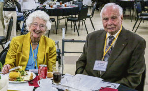 Part of the fun of each Old Timers’ gathering each year is to make special note of the oldest man and woman at the dinner and dance. Holding that distinction for many years has been the couple of Ethel Starbuck, left, who is a young 98 years old, and Joe Sullivan, right, a mere 96 years of age.