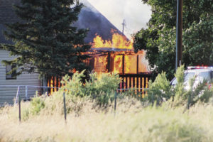 A fire destroyed the Hennerman residence at 757 W. Main in Rangely on July 5, but no one was home at the time and no one was injured, according to the Rangely Police Department on Tuesday. The speculation was that the blaze was started by a snapped power line although that was not confirmed by the police department.