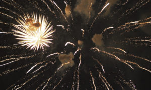 Rapidly fired rockets make for a great sight in the sky, and the rockets shot over Kenney Reservoir were even better when reflected on the lake’s vast expanse as they are fired on the far side of the reservoir. The display marked the end of the Rangely Fourth of July celebration, which had activities on Saturday, Sunday and Monday.