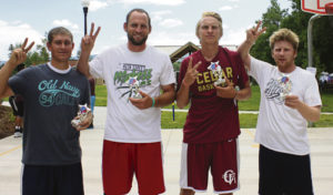 The team WSH, with members, left to right, Brandon Sanders, Helaman Haynie, Parker Haynie and Gannon Walser captured first place in the Main Street Madness 3-on-3 Basketball Tournament during Range Call.