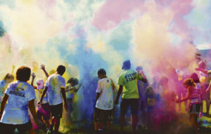 As if getting showered by pastel paint powder during the course of the ERBM Recreation & Park District Paintbrush Rush Color Run on Saturday wasn’t enough color, the race participants threw powdered dye into the air for the color explosion finale.