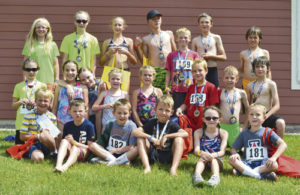 Several area youth participated in the ERBM Recreation & Park District’s Road Rash ‘n’ Splash Kids’ Triathlon on Saturday. Back row, left to right, are: Kate Lockwood, Hailey Knowles, Emma Luce, Colby Clatterbaugh, Abel Ketchen, Brendan Clatterbaugh and Brink Casey; middle row from left to right: Addison Knowles, Reese Clatterbaugh, Rayna VonRoenn, Raegan Clatterbaugh, Jacey Follman, Tyler Sanders, Connor Rose and Chakwah Brink; and front row, from the left: Trent Sanders, Jonan VonRoenn, Tucker Chinn, Sam Conrado, Ellie Hossack and Dexter Chinn.