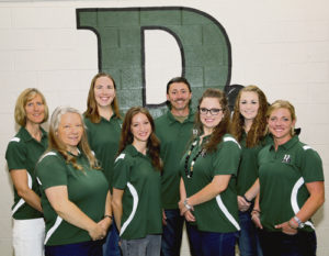 Pictured are the new teachers that will be joining the Rangely School District this upcoming school year. In the front row, from left to right, are: Julie Green for kindergarten; Sal Higgins to fill Junior/Senior High School art position; Katelyn Leslie, a new elementary school music teacher and Amanda Sheridan, a new resource teacher. In the back row, from left to right, are: Carol Morton, a Junior/Senior High School teacher; Katie Toyne, a Junior/Senior High School science teacher; William Zenner, a fourth grade teacher; and Danielle Sloan, a third grade teacher. 